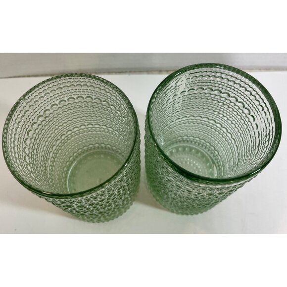 Vintage Green Textured Glass Tumblers - Set Of 2 6.5 Oz Capacity Mid-Century Mod - Picture 3 of 7